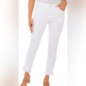 Democracy Ab-Technology Frayed Hem White Jeans Size 12
